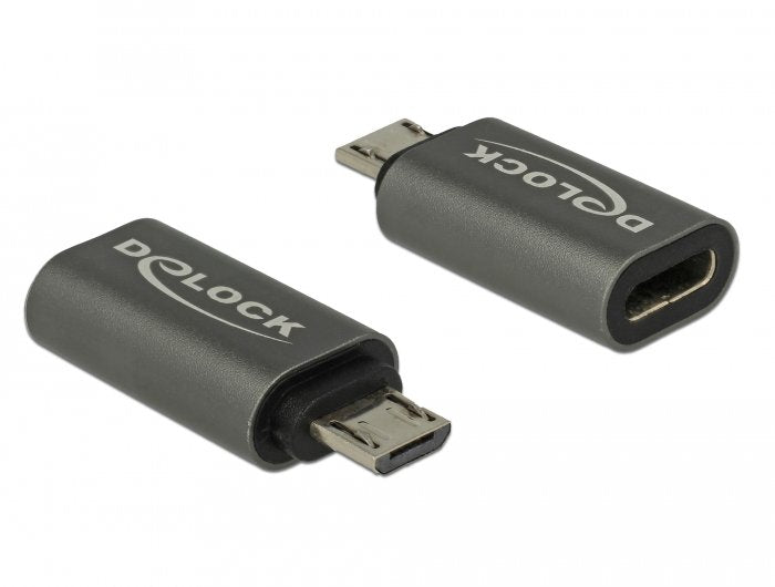 Delock Adapter USB 2.0 Micro-b Male a USB Type-c™ 2.0 Female Antracita