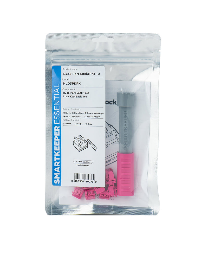 Smartkeeper Basic RJ45 Port Blocker Pink 10 Units + Key