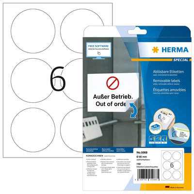 Herma Labels A4 White 85MM Paper Removible 150 Units — image 1