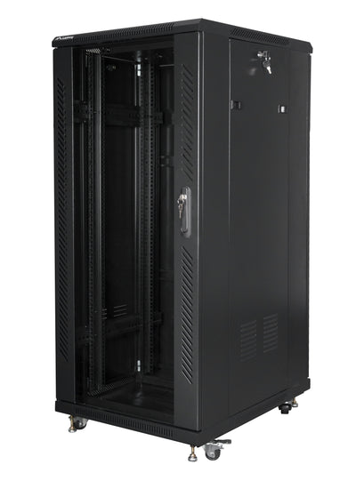 Lanberg Cabinet Independiente 19 Pulgadas Gabinete 27U 600X800 Door Glass LCD Paquete Flat Black — image 1