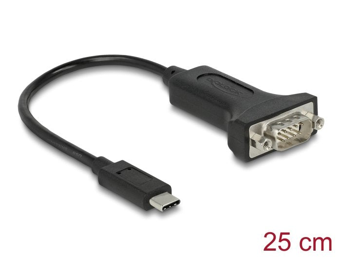 Delock Adapter USB Type-c™ a 1 X Serie RS-232 D-sub 9 Pin Connector Male With Tuercas 25CM