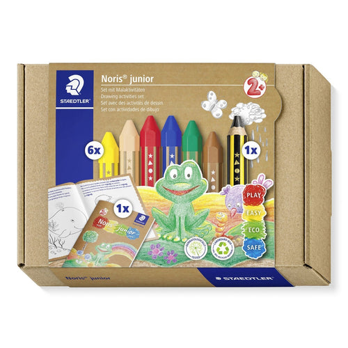 Set Of Dibujo Noris Junior 6 Ceras Colours Pencil And Librito Actividades — image 1