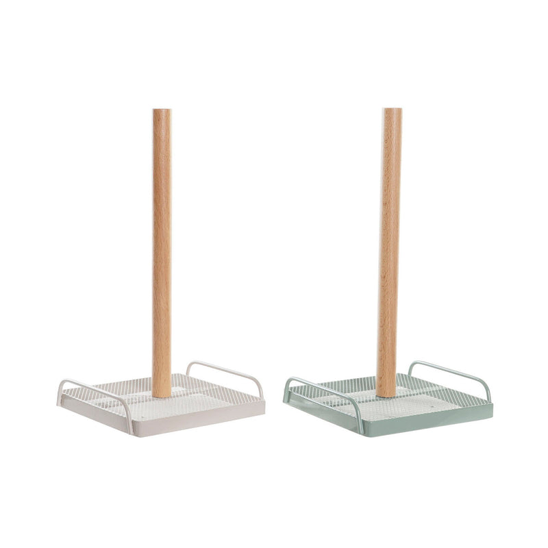 Kitchen Paper holder DKD Home Decor Beige Metal Mint Pinewood (16 x 15 x 29,5 cm) (2 Units)