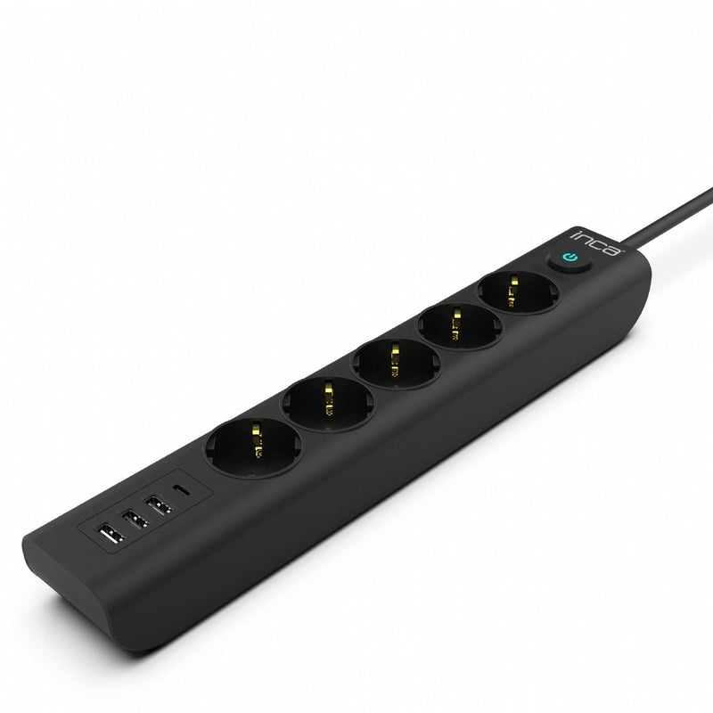 Power Strip Inca IPW-44TU Black 5 Salidas AC 230V 1,5M
