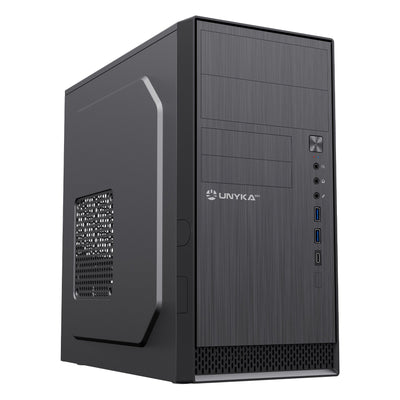Unykach PC Case Aero C12 V2 microATX - Size Drive Soportado 3.5, 2.5 - USB-A 3.0, USB-C 2.0, Audio - Black — image 1