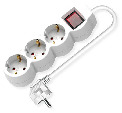 Value 3-VÍAS Power Strip Plugs With Switch Runde Sockets White 3M — image 1