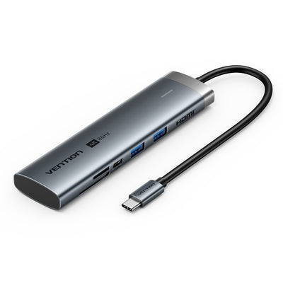 Vention Docking USB Type-c Tpshb 1x HDMI 4K 2x USB 2x USB Type-c 1x RJ45 1x USB Type-c Pd 1XLECTOR Cards Grey — image 1