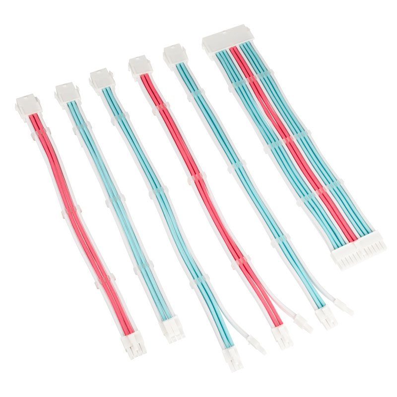 Kolink Core Adept Braided Cable Extension Kit - Brilliant White Neon Blue Pure Pink