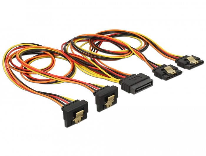 Cable SATA 15 Pin Power Connector Male With Función Enclavamiento SATA 15 Pin Power Connector Female 2 X Recto