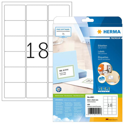 Herma Labels Dirección Premium A4 White 63,5 X 46,6MM 450 Pieces — image 1