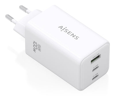 Aisens Charger GaN 100W, 2x USB-C PD 3.0 QC4.0 QC5.0, 1x USB-A QC3.0, White — image 1