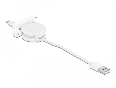 Delock Easy 45MÓDULO USB 2.0 Cable Desenrollable USB Type a 8 Pin Lightning Connector Male White — image 1