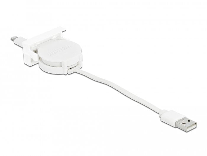Delock Easy 45MÓDULO USB 2.0 Cable Desenrollable USB Type a 8 Pin Lightning Connector Male White