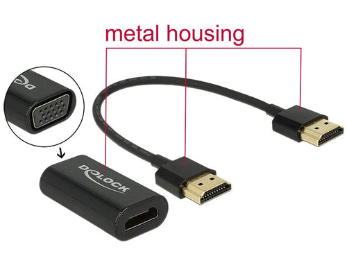 Delock Adapter Hdmi-a Male Housing Metálica VGA Female With Cabe 15CM — image 1