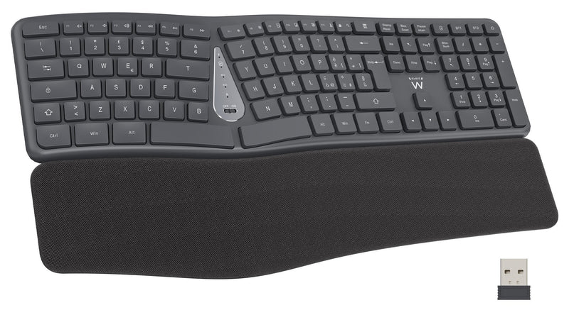 Ewent Keyboard Spanish EW3290 Universal RF Wireless + USB QWERTY Black Grey