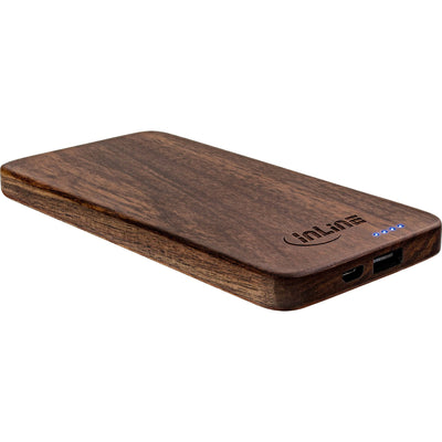 Inline USB Powerbank 5.000MAH Woodplate With Screen LED Wood Nogal Real — image 1