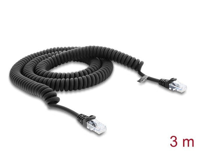 Delock RJ50 Cable Espiral Connector Male a Male 3M Black — image 1
