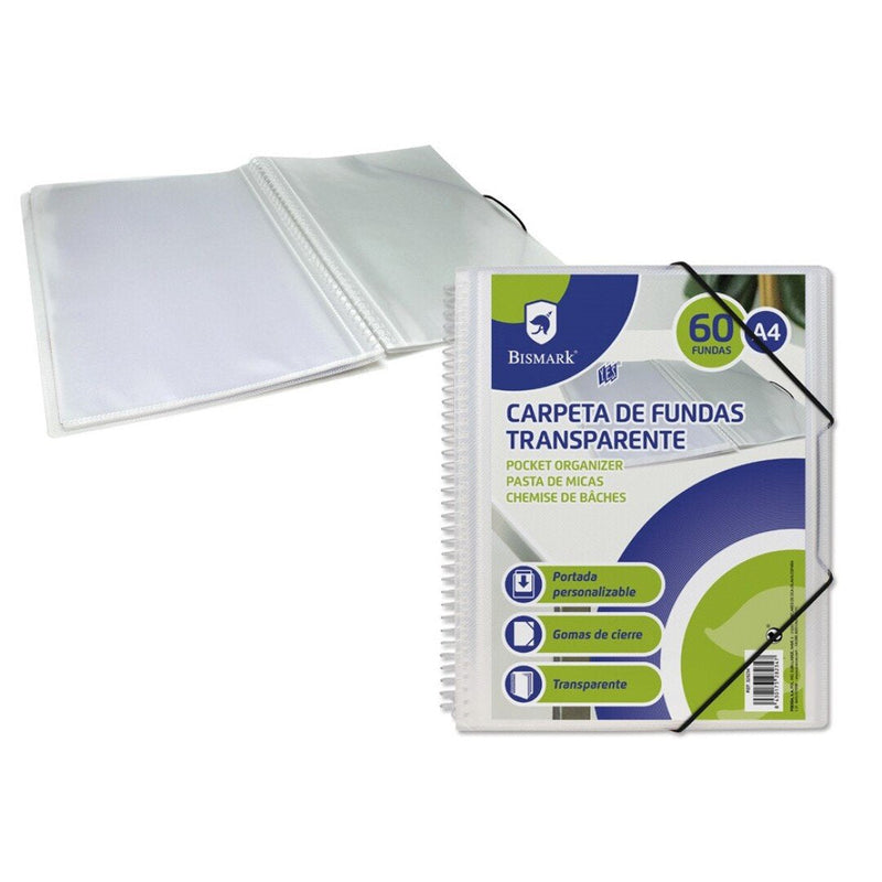 Bismark Folder Espiral 60 Cases Transparent - Covers Polipropileno - Portada Personalizable - Hojas Size A4