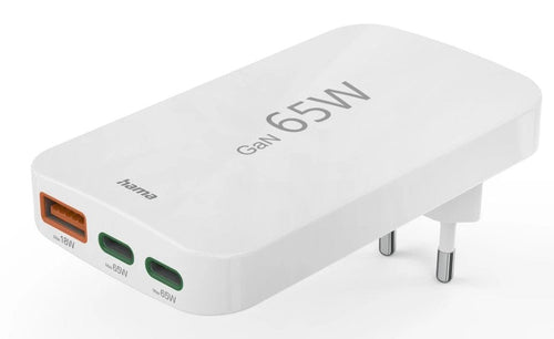 Hama Wall Charger 65W Foldable 2x USB-C Pd 1x USB-A Minicargador Colour White — image 1