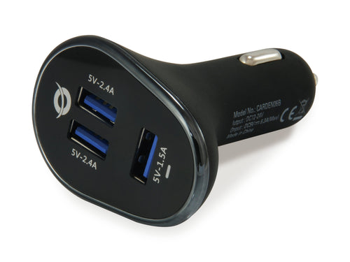 Conceptronic Charger Car CARDEN06B 3 Ports USB a ( 2 P 5V/2.4A 1P 5V/1.5A ) 31.5W — image 1