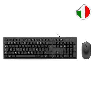 Coolbox Keyboard Italian COO-KTR-02UIT Pack USB Keyboard 105 Keys - QWERTY Italian + Mouse 3 Buttons - Uso Amb — image 1