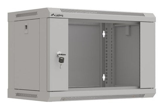 Lanberg Cabinet Mural Rack 19 6U 540X350 Flat Pack Grey Door Glass