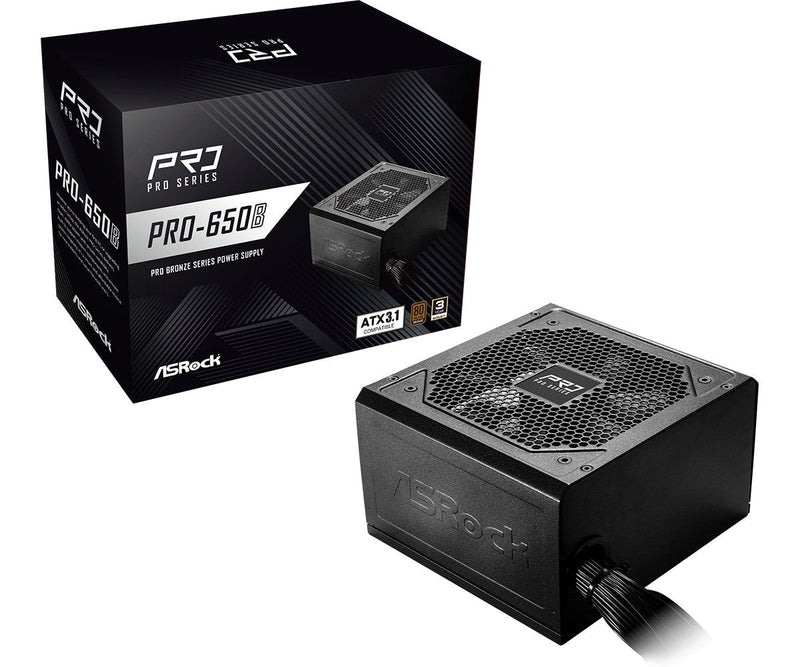 Asrock Fuentes Power Pro Series PRO-650B 650W ATX 80 + Bronze Black 90-UXR065-BNEAA2