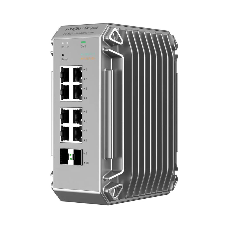 Switch Gestionable L2 Industrial Ruijie RG-NIS3100-8GT2SFP-HP 8XPOE + 240W GB 2XSFP Ge Carril Din