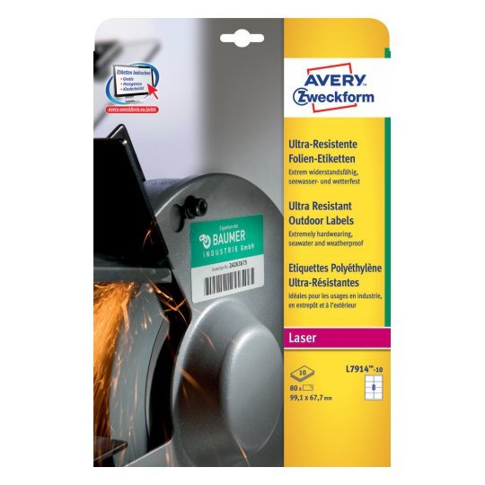 Avery Labels Adhesivas Extra Resistentes 99,1X67,7MM Láser 8 X 10H Polietileno Flexible