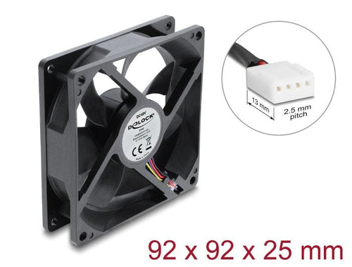 Delock Fan Axial 48V Dc, 92 X 92 X 25MM With 4 Pin PWM Connection Fan Black — image 1