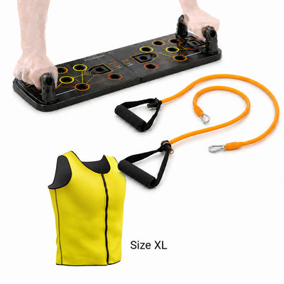 Pack Push-Up Board with Resistance Bands and Men’s Sauna Sports Vest XL InnovaGoods