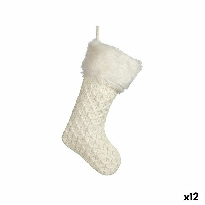 Christmas bauble Krist+ FG09-20493C White Christmas Stocking 28 x 4 x 46 cm (12 Units)