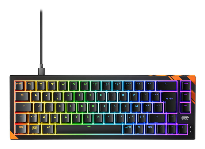 Cherry K5 Pro Tmr Compact, With Cable Usb, Mechanischer Switch, Azerty, Rgb-led, Black Orange