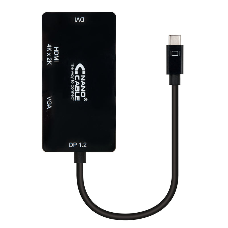 Nanocable Converter USB-C a Svga / DVI / HDMI - 3 1. USB-C/M-VGA/H-DVI/H-hdmi/H 4K - 10CM - Black