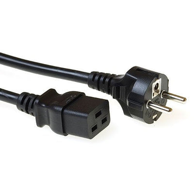 Powercord Mains Connector Schuko Cee 7 Male (straight) - C19 IEC 60320 Black 5M — image 1
