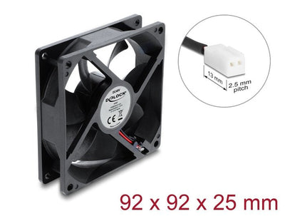 Delock Fan Axial 48V Dc, 92 X 92 X 25MM With 2 Pin Connection Fan Black — image 1