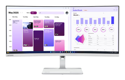 Lenovo L34W-4C Monitor Office Monitor 120HZ, Ajuste Height 150MM, White Modell (cloud Grey — image 1