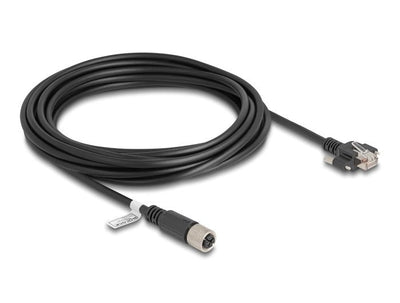 Delock M12 Cable X-kodiert 8 Pin Female a RJ45 Male CAT.6A S/FTP 5M Black — image 1
