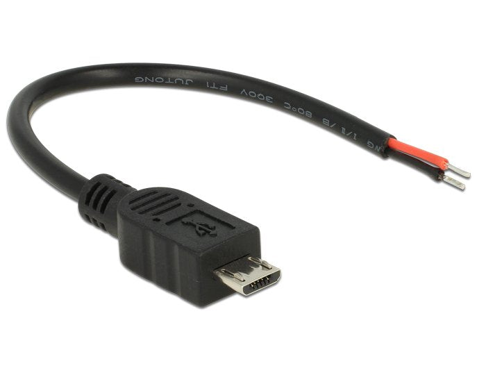 Delock Cable Male USB 2.0 Micro-b 2 Hilos Abiertos Power 10CM Raspberry Pi