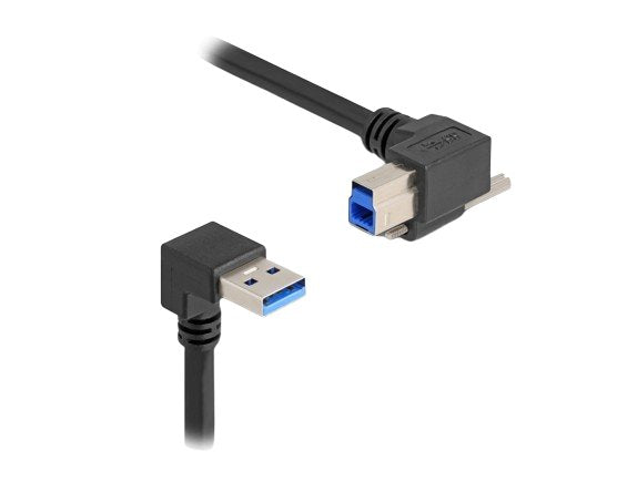 Delock 80481 USB Cable 5Gbps USB Tipo-a Male 90° Inclinado Hacia Abajo a USB Tipo-b Male With Screw 90° Ángulo