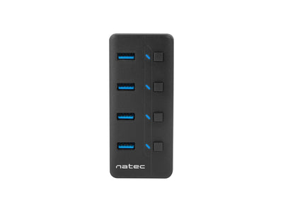 Natec Hub USB 3.0 MANTIS2, 4-PORTS On/Off With AC Adapter, Black — image 1