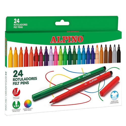 Alpino Pack 24 Markers Escolares - Punta Fina 3MM - Superlavables And Brillantes - Desarrolla Creatividad - Co — image 1