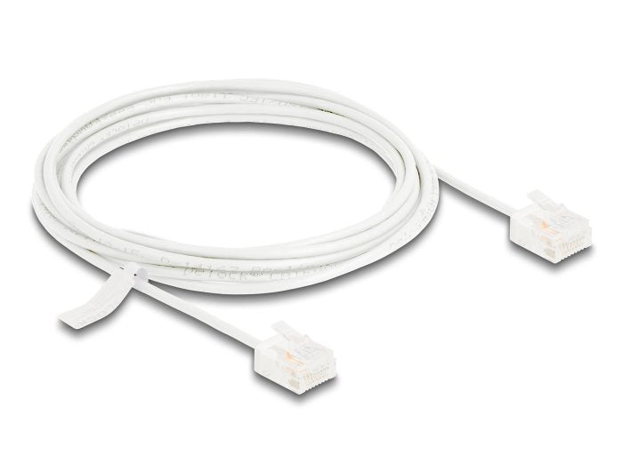 Delock RJ45 Network Cable CAT.6 UTP Ultra Slim 3M White With Kurzen Machon