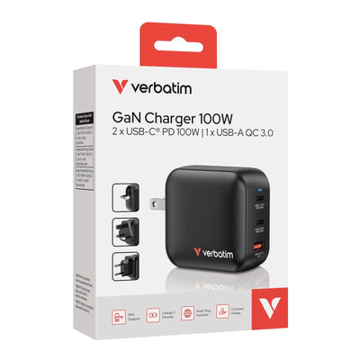 Verbatim GaN Charger 100W Universal Black Power Alterna Charging Fast Indoor — image 1