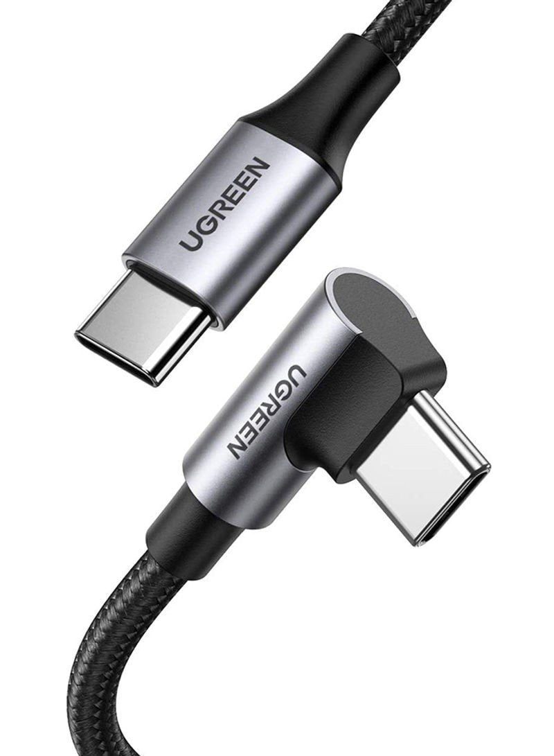 UGREEN US334 USB-C Auf USB-C 100W Schnellladecable 1X Winkelstecker Nylonummantelung Aluminumgehuse 2M Black