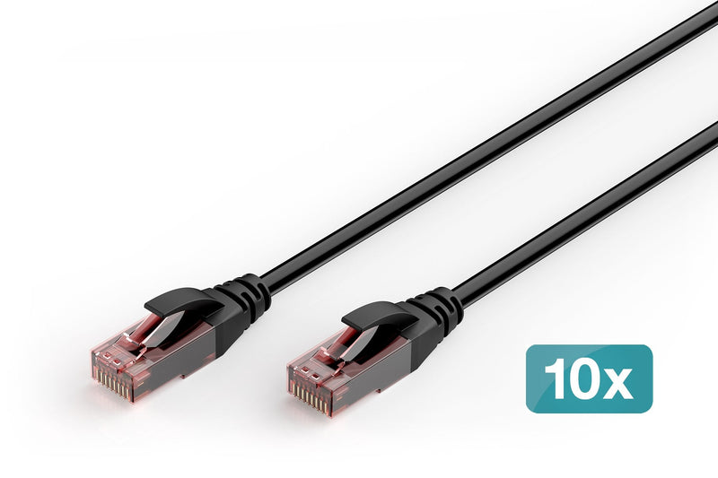 Digitus CAT.6 U/UTP Outdoor- Network Cable, Pe, 10 Units 1M, CAT.6, U/UTP (UTP), RJ-45, Black