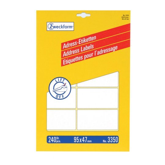 Avery Zweckform Labels Dirección 95,0 X 47,0MM, White