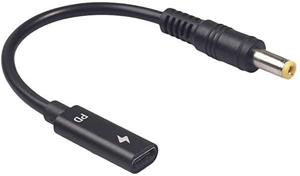 Adapter USB-C Female a 5.5X2.5MM Male 65W 15CM