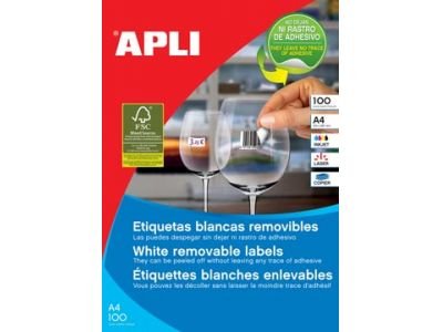 Apli Pack 2.400 Labels Blancas Cantos Rectos 64.6 X 33.8MM - Adhesive Removible - Aptas Printer And