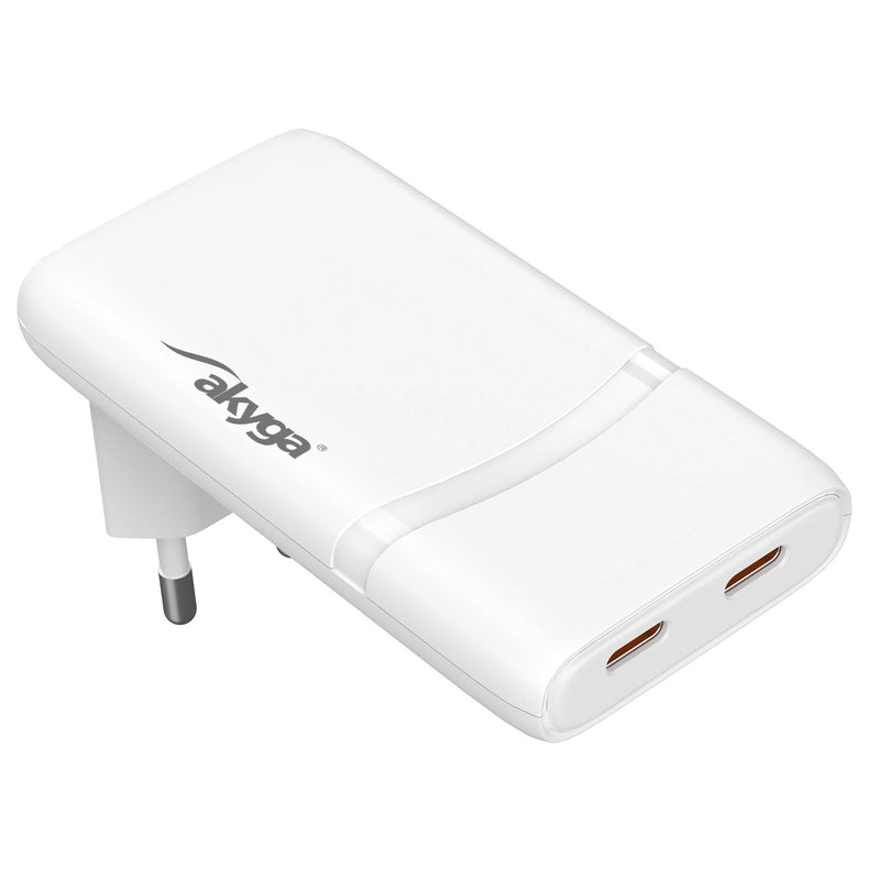 Akyga Wall Charger AK-CH-32 65W 2x USB-C Pd GaN 5-20V 2.25-3A White